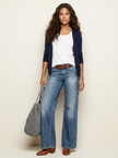 Wide Leg Jeans Women Vintage Wash High Waist Denim