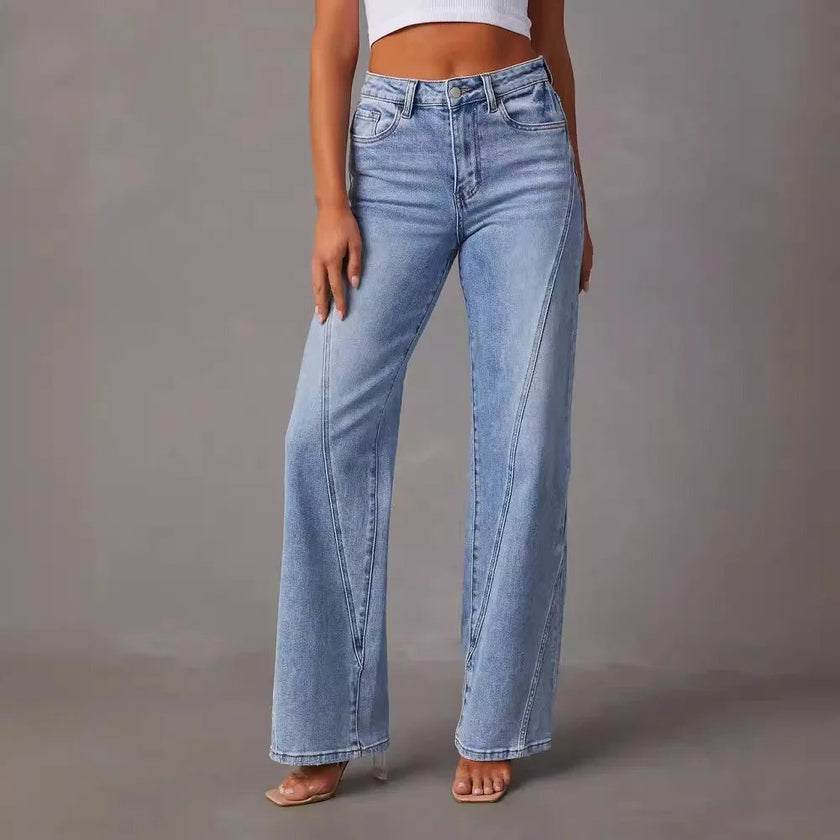 Wide Leg Jeans Women High Waist Light Wash Denim