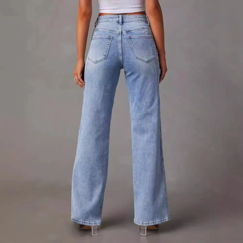 Wide Leg Jeans Women High Waist Light Wash Denim
