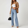 Wide Leg Jeans Women High Waist Light Wash Denim