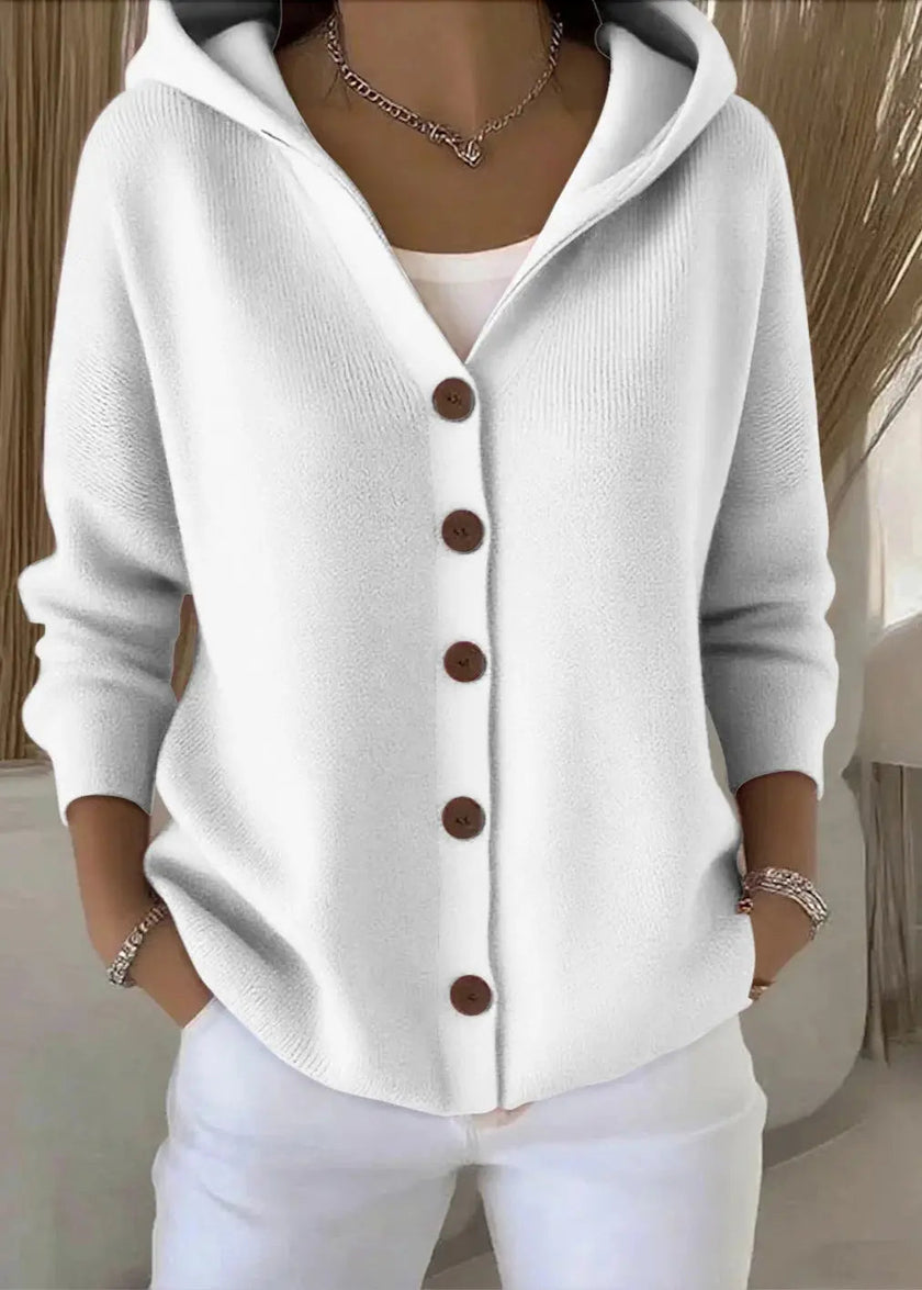 Abigail | Women's Hooded Button Front Cardigan with Cozy Classic for Layering