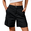 FJØRNA women's lightweight high waist summer cargo shorts with elastic waistband, casual solid color shorts with pockets, stylish and comfortable