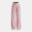 Women’s criss-cross waist wide-leg trousers by FJØRNA, loose pull-on pants with relaxed fit and stylish design.