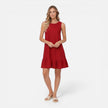 Women’s lightweight summer sleeveless dress by FJØRNA with an A-line silhouette and ruffle hem, perfect for warm weather.