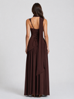 Women’s FJØRNA one shoulder maxi dress with side slit, satin-feel fabric, draped design, and elegant silhouette.