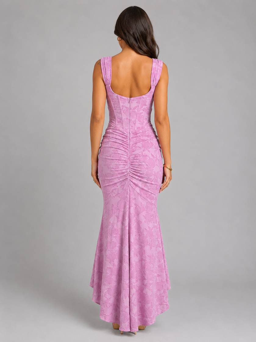 Women's Corset Maxi Dress – Floral Wedding Guest Dress