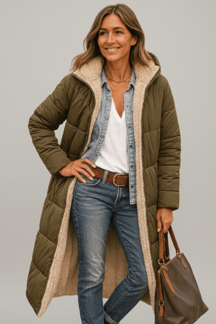 Amelia | Women's Longline Hooded Winter Puffer Coat