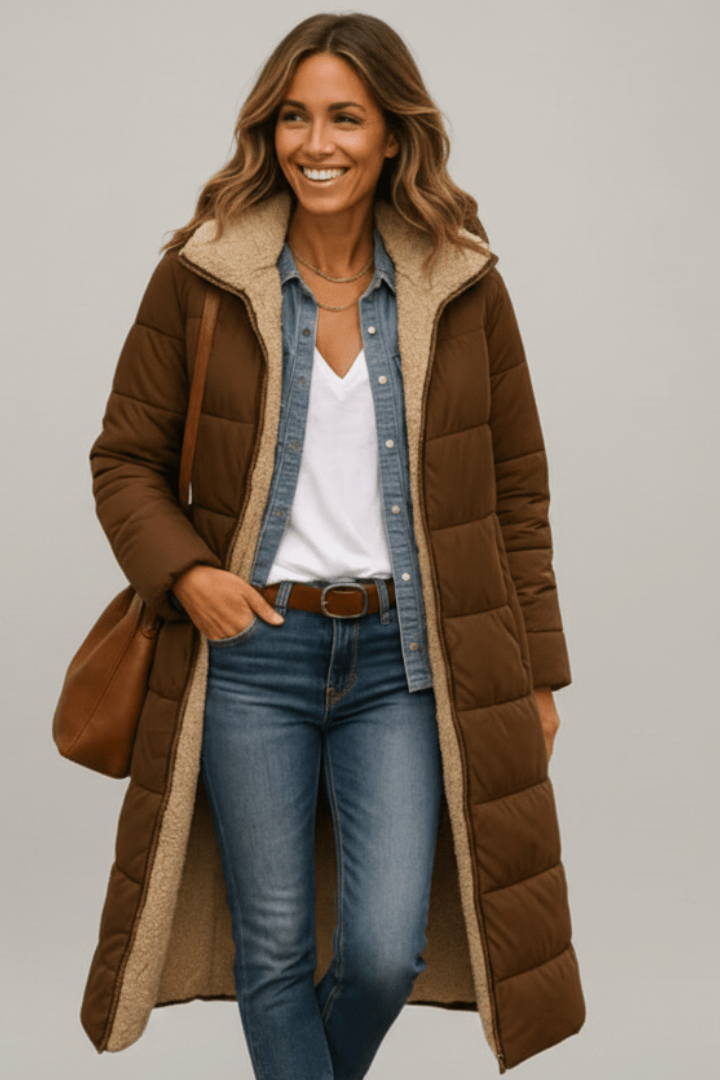 Amelia | Women's Longline Hooded Winter Puffer Coat