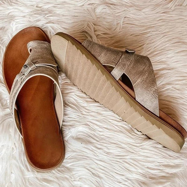 FJØRNA women's orthopedic heeled open-toe sandals with cushioned straps, designed for comfort and casual outdoor wear.