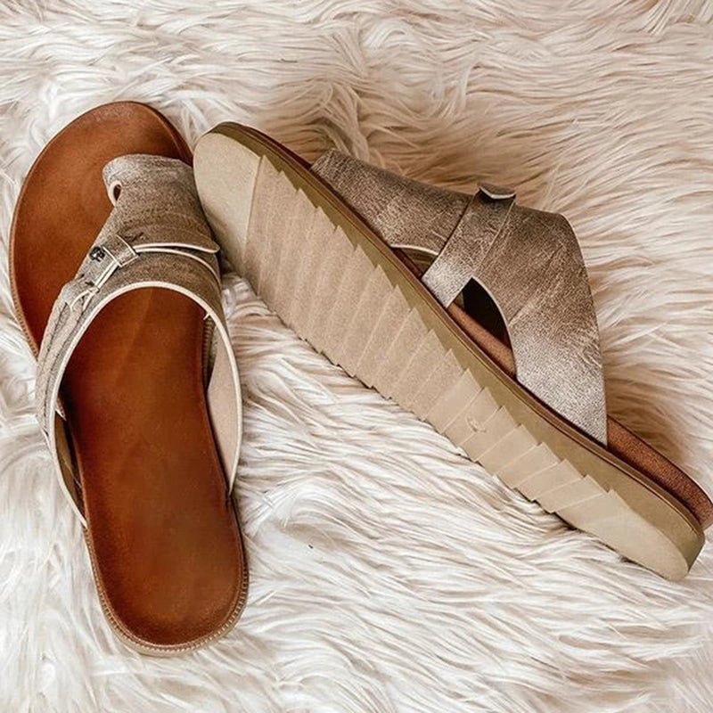 FJØRNA women's orthopedic heeled open-toe sandals with cushioned straps, designed for comfort and casual outdoor wear.