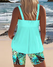 FJØRNA women's tankini swimsuit set with crossover top and matching shorts, stylish and flattering swimwear for women.