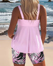 FJØRNA women's tummy control tankini with printed bottoms, featuring supportive fit and colorful swimwear design.