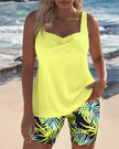 Women's FJØRNA tankini with tummy control top and printed bottoms, ideal for stylish, comfortable swimwear.