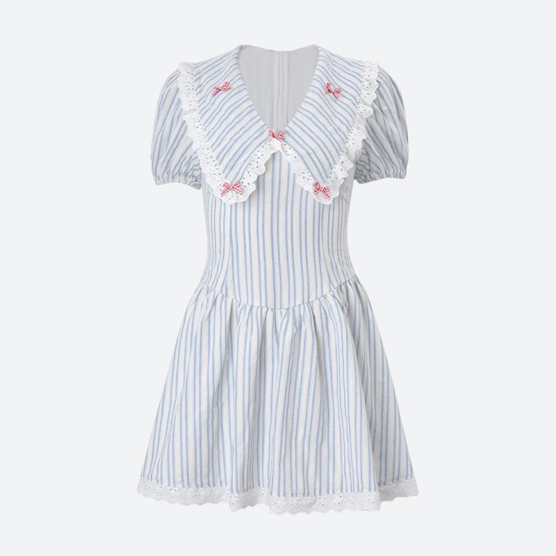 FJØRNA Y2K Chelsea Collar women's mini dress featuring a stylish collar, perfect for party and day wear, shown on a model.