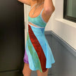 Colorful Y2K women's mini dress by FJØRNA, featuring vibrant patterns perfect for party and daytime wear.