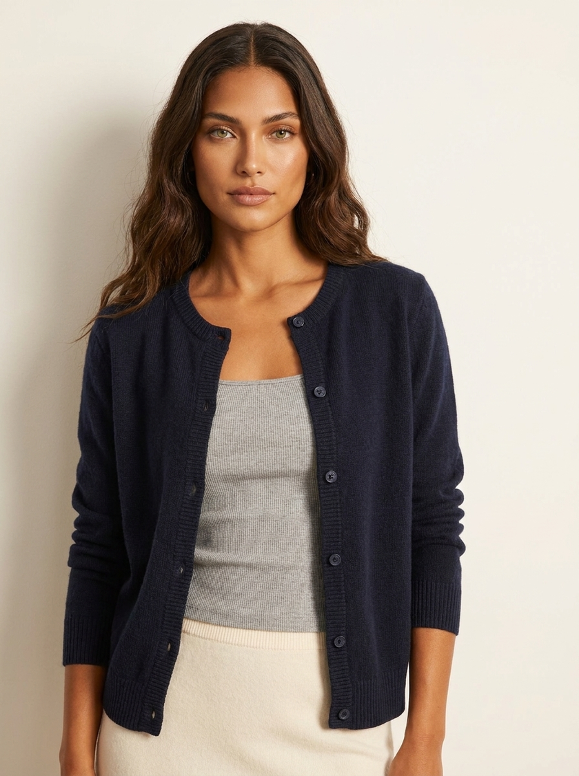 Knit Cardigan Women Soft Round Neck Button Front