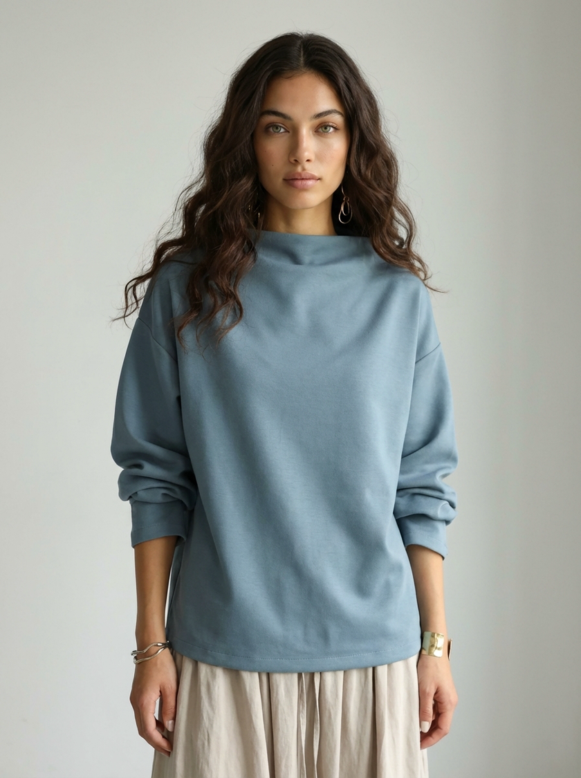 Knit Top Women Boat Neck Soft Supple Relaxed Fit