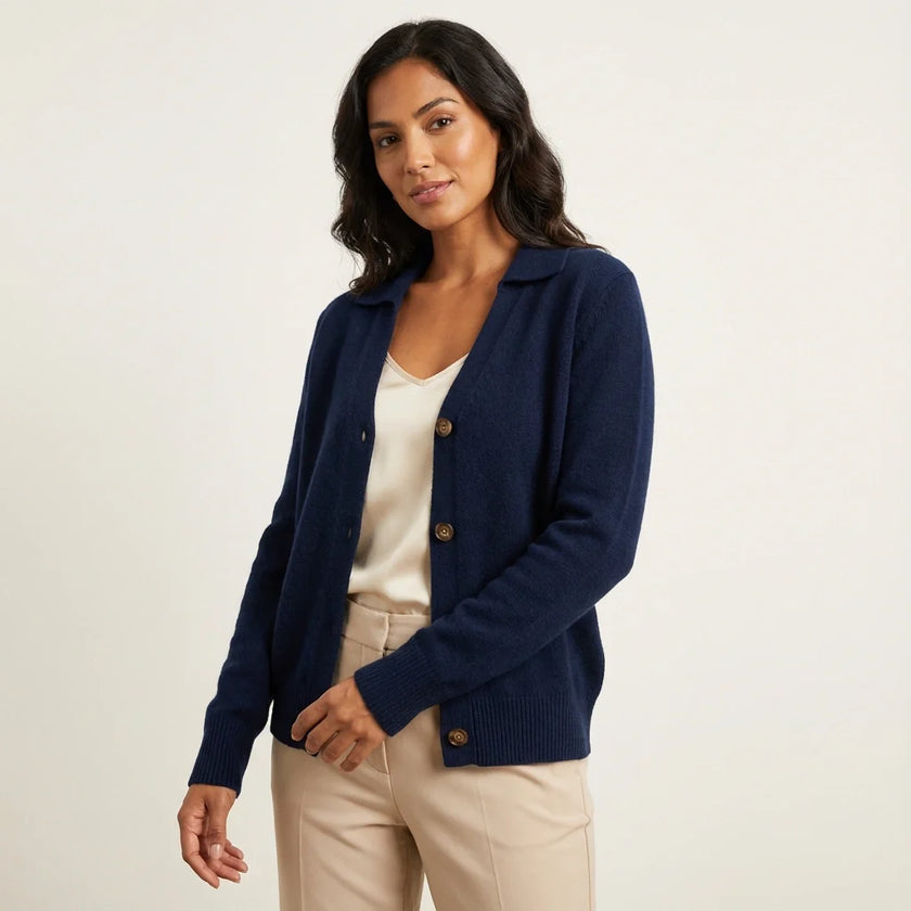 Knit Cardigan Women Soft Button Front Collared Relaxed Fit