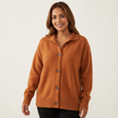 Knit Cardigan Women Soft Button Front Collared Relaxed Fit