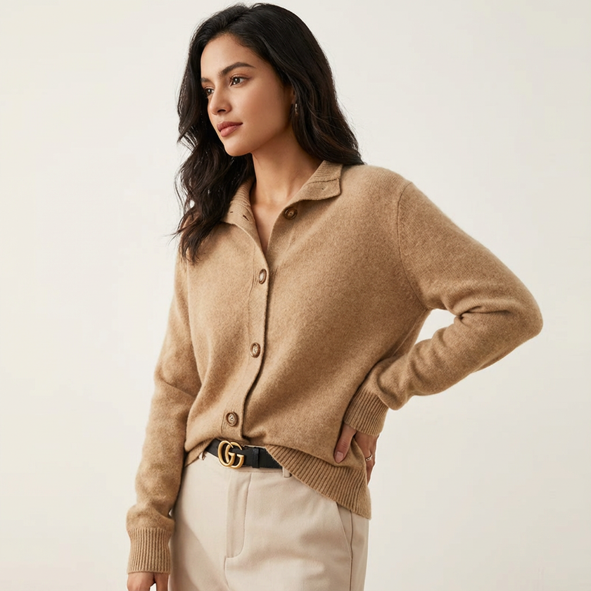Knit Cardigan Women Soft Button Front Collared Relaxed Fit