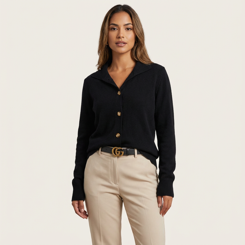 Knit Cardigan Women Soft Button Front Collared Relaxed Fit