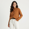 Knit Cardigan Women Soft Button Front Collared Relaxed Fit