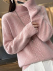 Cable-Knit Turtleneck Sweater Women Soft Winter