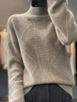 Cable-Knit Turtleneck Sweater Women Soft Winter