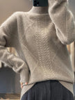 Cable-Knit Turtleneck Sweater Women Soft Winter