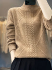 Cable-Knit Turtleneck Sweater Women Soft Winter