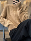 Cable-Knit Turtleneck Sweater Women Soft Winter