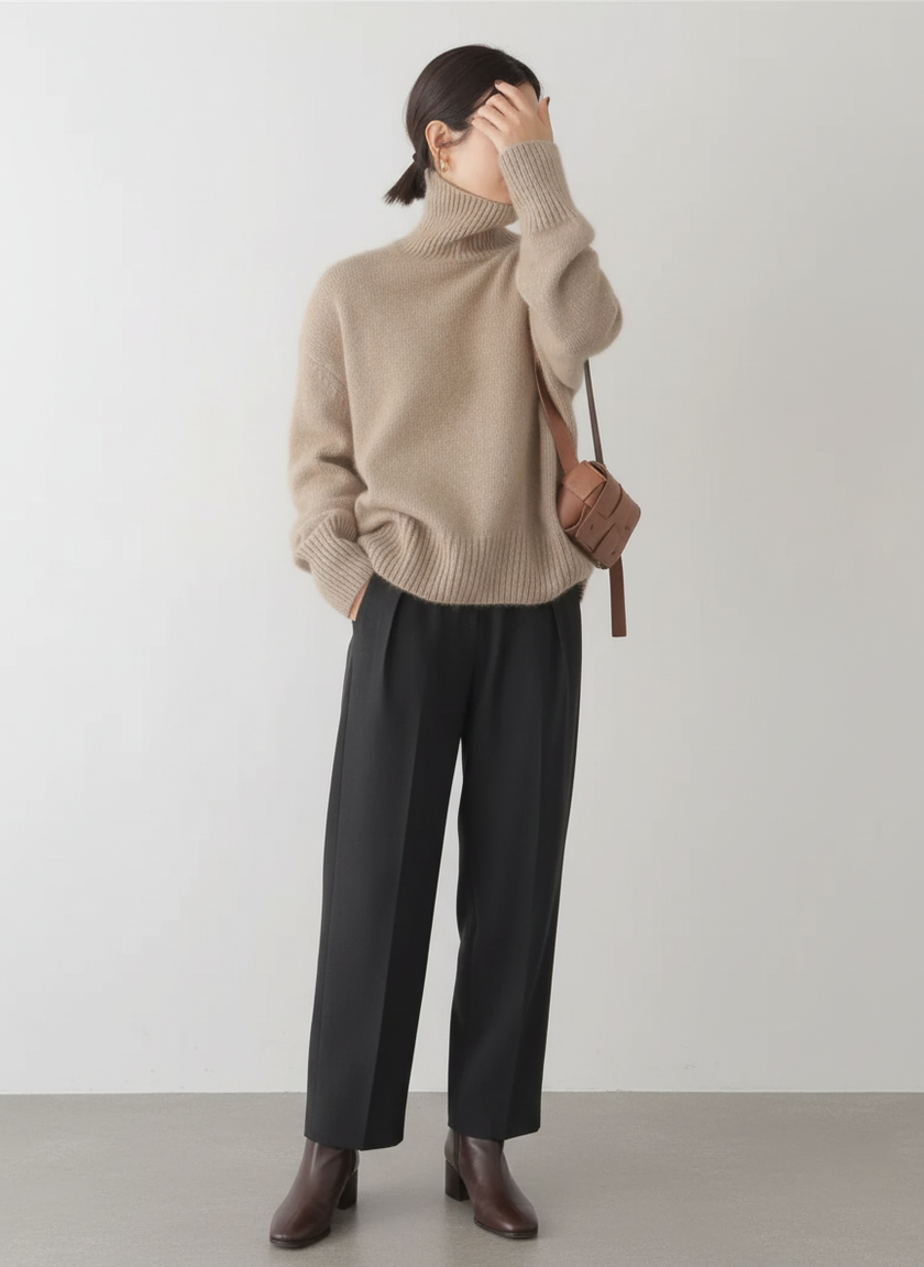 Turtleneck Sweater Women Loose Fit Soft Knit Winter