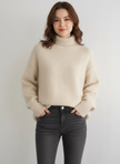 Turtleneck Sweater Women Loose Fit Soft Knit Winter