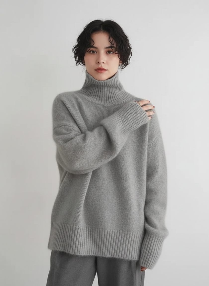 Turtleneck Sweater Women Loose Fit Soft Knit Winter