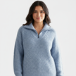 Half Zip Knit Sweater Women Long Sleeve Relaxed Fit