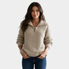 Half Zip Knit Sweater Women Long Sleeve Relaxed Fit