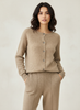 Fine Knit Cardigan Women Merino Wool Crew Neck Button Front