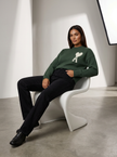Knit Sweater Women Soft Heart Detail Round Neck Relaxed Fit