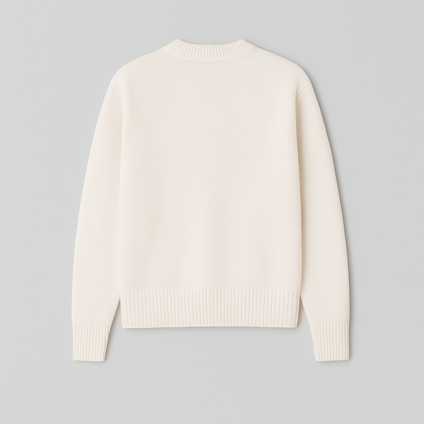 Knit Sweater Women Soft Heart Detail Round Neck Relaxed Fit