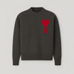 Knit Sweater Women Soft Heart Detail Round Neck Relaxed Fit