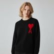 Knit Sweater Women Soft Heart Detail Round Neck Relaxed Fit