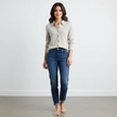 Knit Top Women Collared Button-Front Soft Long Sleeve