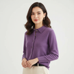 Knit Top Women Collared Button-Front Soft Long Sleeve