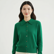 Knit Top Women Collared Button-Front Soft Long Sleeve
