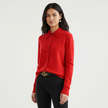 Knit Top Women Collared Button-Front Soft Long Sleeve
