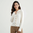 Knit Top Women Collared Button-Front Soft Long Sleeve
