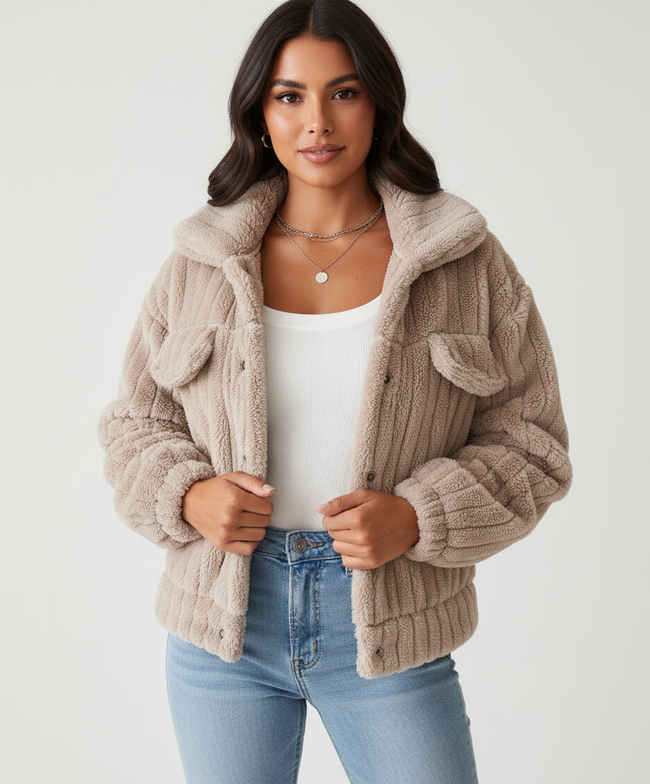 Audrey | Stand Collar Sherpa Jacket for Women