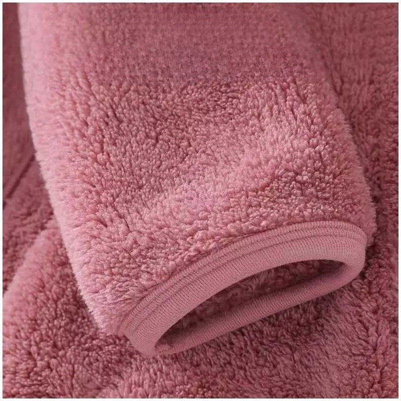 Teddy Borg Fleece Jacket Women Hooded Zip-Up Cozy