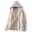Teddy Borg Fleece Jacket Women Hooded Zip-Up Cozy