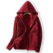 Teddy Borg Fleece Jacket Women Hooded Zip-Up Cozy